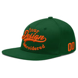 Custom Green Neon Green-White 3D Puff Embroidery Flat Embroidery Casual Sport Baseball Cap