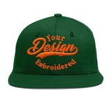 Custom Green Neon Green-White 3D Puff Embroidery Flat Embroidery Casual Sport Baseball Cap