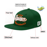 Custom Green Neon Green-White 3D Puff Embroidery Flat Embroidery Casual Sport Baseball Cap
