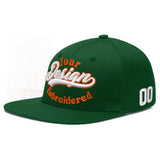 Custom Green Neon Green-White 3D Puff Embroidery Flat Embroidery Casual Sport Baseball Cap