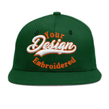 Custom Green Neon Green-White 3D Puff Embroidery Flat Embroidery Casual Sport Baseball Cap