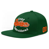 Custom Green Neon Green-White 3D Puff Embroidery Flat Embroidery Casual Sport Baseball Cap