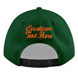 Custom Green Neon Green-White 3D Puff Embroidery Flat Embroidery Casual Sport Baseball Cap