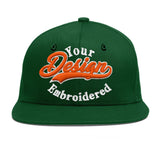 Custom Green Neon Green-White 3D Puff Embroidery Flat Embroidery Casual Sport Baseball Cap