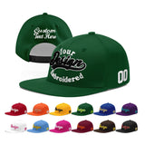 Custom Green Neon Green-White 3D Puff Embroidery Flat Embroidery Casual Sport Baseball Cap