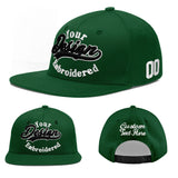 Custom Green Neon Green-White 3D Puff Embroidery Flat Embroidery Casual Sport Baseball Cap