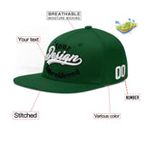 Custom Green Neon Green-White 3D Puff Embroidery Flat Embroidery Casual Sport Baseball Cap
