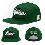 Custom Green Neon Green-White 3D Puff Embroidery Flat Embroidery Casual Sport Baseball Cap