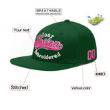 Custom Green Neon Green-White 3D Puff Embroidery Flat Embroidery Casual Sport Baseball Cap
