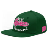 Custom Green Neon Green-White 3D Puff Embroidery Flat Embroidery Casual Sport Baseball Cap