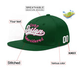 Custom Green Neon Green-White 3D Puff Embroidery Flat Embroidery Casual Sport Baseball Cap