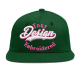 Custom Green Neon Green-White 3D Puff Embroidery Flat Embroidery Casual Sport Baseball Cap