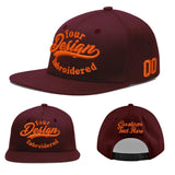 Custom Jujube Red Orange 3D Puff Embroidery Flat Embroidery Casual Sport Baseball Cap