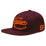 Custom Jujube Red Orange 3D Puff Embroidery Flat Embroidery Casual Sport Baseball Cap