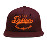 Custom Jujube Red Orange 3D Puff Embroidery Flat Embroidery Casual Sport Baseball Cap