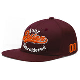 Custom Jujube Red Orange 3D Puff Embroidery Flat Embroidery Casual Sport Baseball Cap