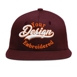 Custom Jujube Red Orange 3D Puff Embroidery Flat Embroidery Casual Sport Baseball Cap