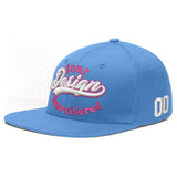 Custom Powder Blue Gold-Navy 3D Puff Embroidery Flat Embroidery Casual Sport Baseball Cap