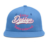Custom Powder Blue Gold-Navy 3D Puff Embroidery Flat Embroidery Casual Sport Baseball Cap