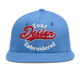 Custom Powder Blue Gold-Navy 3D Puff Embroidery Flat Embroidery Casual Sport Baseball Cap