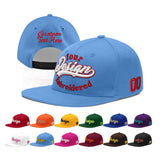 Custom Powder Blue Gold-Navy 3D Puff Embroidery Flat Embroidery Casual Sport Baseball Cap