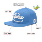 Custom Powder Blue Gold-Navy 3D Puff Embroidery Flat Embroidery Casual Sport Baseball Cap