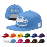 Custom Powder Blue Gold-Navy 3D Puff Embroidery Flat Embroidery Casual Sport Baseball Cap