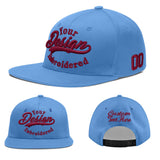 Custom Powder Blue Gold-Navy 3D Puff Embroidery Flat Embroidery Casual Sport Baseball Cap