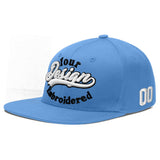 Custom Powder Blue Gold-Navy 3D Puff Embroidery Flat Embroidery Casual Sport Baseball Cap