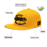 Custom Yellow Black 3D Puff Embroidery Flat Embroidery Casual Sport Baseball Cap