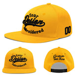 Custom Yellow Black 3D Puff Embroidery Flat Embroidery Casual Sport Baseball Cap