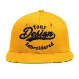 Custom Yellow Black 3D Puff Embroidery Flat Embroidery Casual Sport Baseball Cap