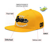 Custom Yellow Black 3D Puff Embroidery Flat Embroidery Casual Sport Baseball Cap