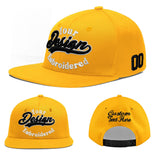 Custom Yellow Black 3D Puff Embroidery Flat Embroidery Casual Sport Baseball Cap