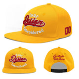 Custom Yellow Black 3D Puff Embroidery Flat Embroidery Casual Sport Baseball Cap