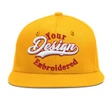 Custom Yellow Black 3D Puff Embroidery Flat Embroidery Casual Sport Baseball Cap