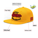 Custom Yellow Black 3D Puff Embroidery Flat Embroidery Casual Sport Baseball Cap
