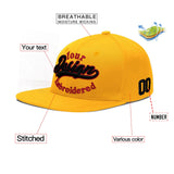 Custom Yellow Black 3D Puff Embroidery Flat Embroidery Casual Sport Baseball Cap