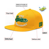 Custom Yellow Black 3D Puff Embroidery Flat Embroidery Casual Sport Baseball Cap