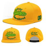Custom Yellow Black 3D Puff Embroidery Flat Embroidery Casual Sport Baseball Cap