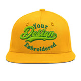 Custom Yellow Black 3D Puff Embroidery Flat Embroidery Casual Sport Baseball Cap