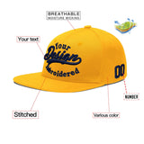 Custom Yellow Black 3D Puff Embroidery Flat Embroidery Casual Sport Baseball Cap