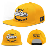 Custom Yellow Navy-White 3D Puff Embroidery Flat Embroidery Casual Sport Baseball Cap