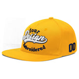 Custom Yellow Navy-White 3D Puff Embroidery Flat Embroidery Casual Sport Baseball Cap
