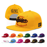 Custom Yellow Navy-White 3D Puff Embroidery Flat Embroidery Casual Sport Baseball Cap