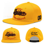 Custom Yellow Navy-White 3D Puff Embroidery Flat Embroidery Casual Sport Baseball Cap