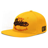 Custom Yellow Navy-White 3D Puff Embroidery Flat Embroidery Casual Sport Baseball Cap