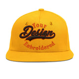 Custom Yellow Navy-White 3D Puff Embroidery Flat Embroidery Casual Sport Baseball Cap