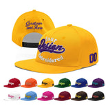 Custom Yellow Navy-White 3D Puff Embroidery Flat Embroidery Casual Sport Baseball Cap