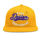 Custom Yellow Navy-White 3D Puff Embroidery Flat Embroidery Casual Sport Baseball Cap